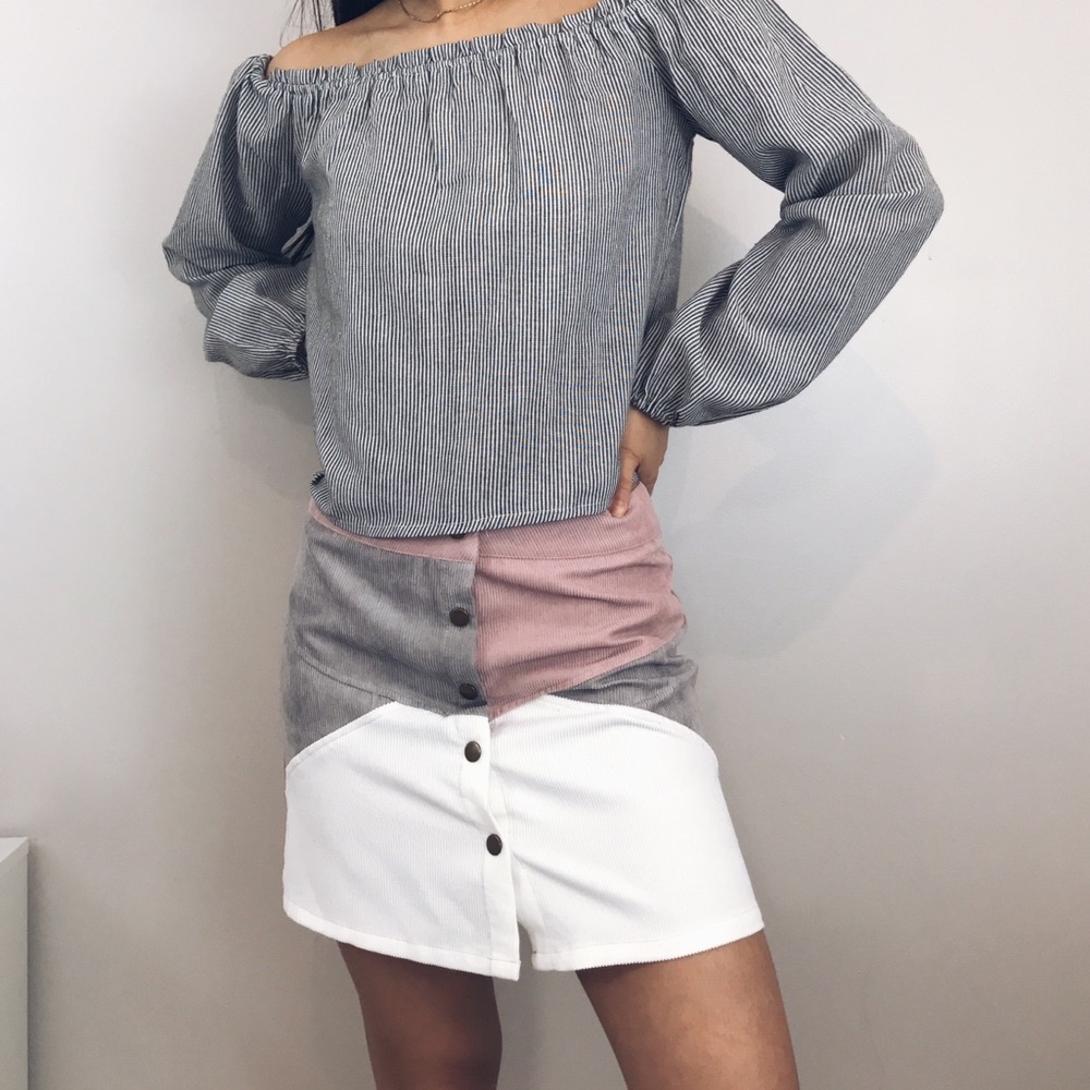 LAST Alice // Color Block Corduroy Mini Skirt - Picture 4 of 6